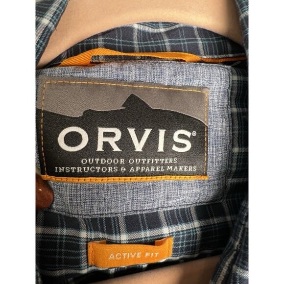Orvis Tech Active Fit Plaid Long Sleeve Button Down Shirt Men's Size Large - Picture 2 of 11